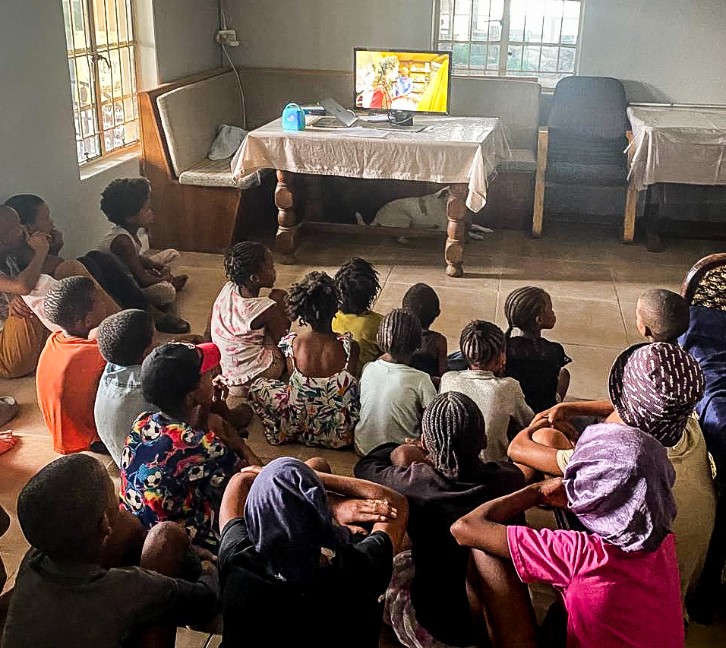 Children gathered at the Onseepkans Mission, South Africa