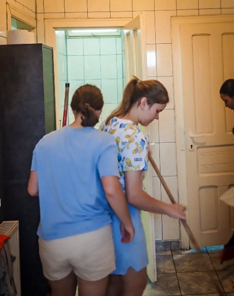 Residents learning cleaning skills at Casa Dorca, Romania